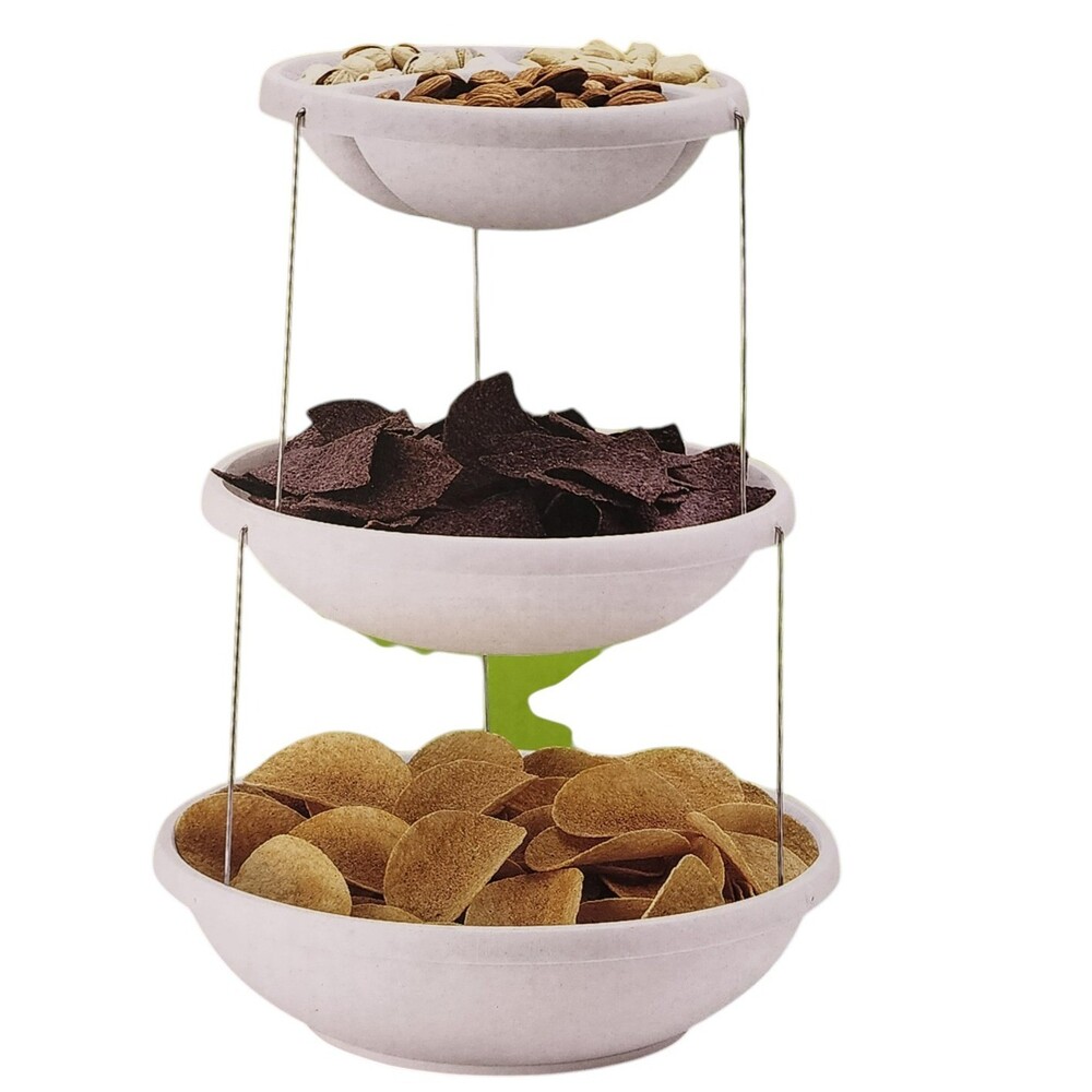 Masirs 3 Tier Collapsible Party Bowl Decorative Twist Fold Serving Stand White